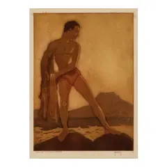 Throw Net Fisherman, n.d. by John Melville Kelly, Aquatint with etching in colors on wove paper, sold Jul 2026