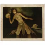 John Melville Kelly, Uliʻuli Dancer, Hawaiʻi, n.d., Aquatint with etching in colors on laid paper