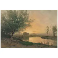 Stream in a Landscape by Henry Farrer, 1897, watercolor on paper, sold Jan 2026