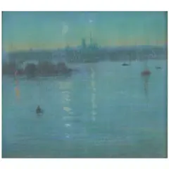 William Partridge Burpee, Nocturne in Blue, pastel on paper