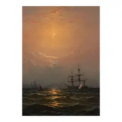 James Hamilton, Ships at Sea Under Moonlight, oil on canvas