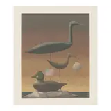 Allen Saalburg, Decoys Against a Sunset Seascape, gouache on board