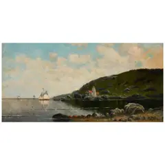 Sailing by the Lighthouse by Alfred Thompson Bricher, oil on canvas, offered Jan 2026