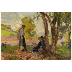 Franz Bischoff, Hazy Landscape, Summer Afternoon, and Woman at Laguna Beach (a group of three), first and second signed 'Franz A. Bischoff' and third signed 'F.A. Bischoff' (each lower right)