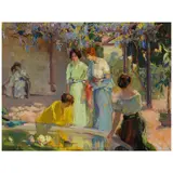 Franz Bischoff, Women by a Fountain, circa 1914, oil on board