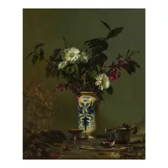 David A. Leffel, Orchids & Mums for Rhoda, 1981, oil on canvas