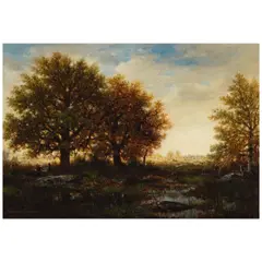 Gilbert Munger, Figures in a Clearing (Twilight), oil on panel
