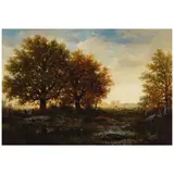 Gilbert Munger, Figures in a Clearing (Twilight), oil on panel