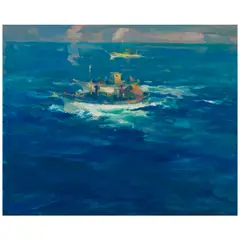 Armin Carl Hansen, Monterey Fishers, oil on canvas laid to on Masonite