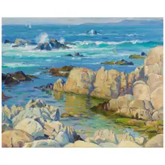 Abel George Warshawsky, Carmel Bay, oil on Masonite