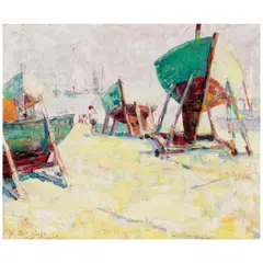 Selden Connor Gile, Boats in Dry Docks, oil on board