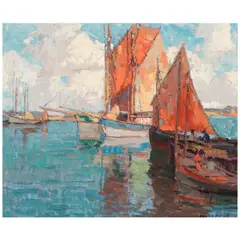 Edgar Alwin Payne, Tuna Boats, Concarneau, France, oil on canvas