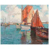 Edgar Alwin Payne, Tuna Boats, Concarneau, France, oil on canvas