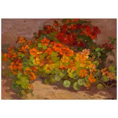 Franz Bischoff, Garden of Nasturtiums, oil on canvas