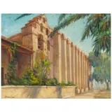Alson S. Clark, San Gabriel Mission, oil on canvas laid to Masonite