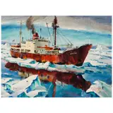 Arthur Beaumont, 'The Kista Dan' - Released from Ice by U.S.S. Glacier, 1960, watercolor on paper