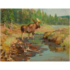 Carl Rungius, At the Pond, 1916, oil on canvas