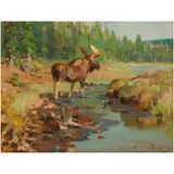 Carl Rungius, At the Pond, 1916, oil on canvas