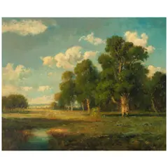 Julian Rix, Oaks and Stream, oil on canvas