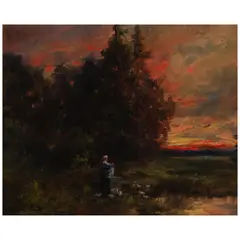Alice Blair Thomas, Sunset, oil on board