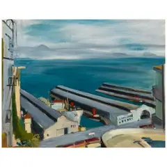 Victor Michail Arnautoff, The Embarcadero, circa 1940, oil on canvasboard