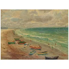 Paul Schumann, Coastal Landscape, oil on board
