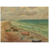 Paul Schumann, Coastal Landscape, oil on board