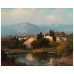 Tuscan Landscape (Montecatini) by Ovanes Berberian, oil on canvas, sold Feb 2026