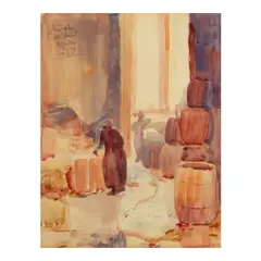 Grace Spaulding John, Old Market (Houston, Texas), watercolor on paper