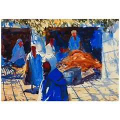 John Whorf, Market Scene, watercolor on paper