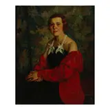 Mischa Askenazy, Portrait of Woman in Red, oil on canvas