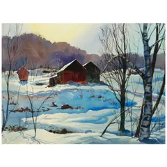John Pike, Cold Winter in Vermont, watercolor on paper