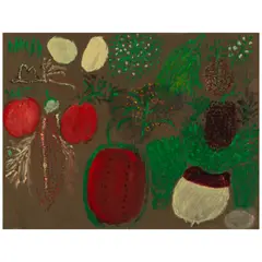 Ezekiel Gibbs, Vegetable Garden at Night, acrylic and tempera on black paper