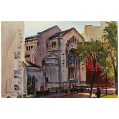 Hayley Lever, Temple Emanuel (Fifth Avenue, New York), watercolor on paper