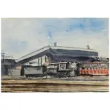 Reginald Marsh, Train Station, watercolor on paper