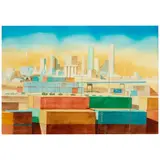 Hilary Page, Houston Skyline from Ship Channel, watercolor on paper