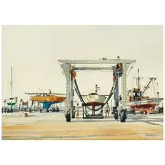 Al Barnes, Pre-Race Activity, watercolor and pencil on paper