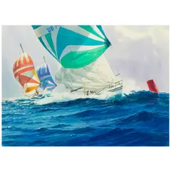 Al Barnes, Hauling Sails (First to Leeward), watercolor and pencil on paper