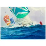 Al Barnes, Hauling Sails (First to Leeward), watercolor and pencil on paper