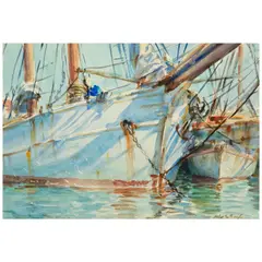 John Whorf, White Schooner, watercolor and pencil on paper