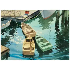 John Pike, Boats in the Water, watercolor and pencil on paper