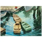 John Pike, Boats in the Water, watercolor and pencil on paper