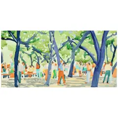 Malou Flato, Blue Trees, watercolor and pencil on paper