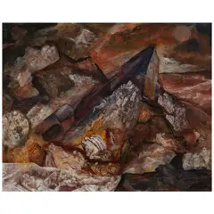 Kenneth Callahan, Mountains & Multitudes, 1943, tempera and ink on paper laid to Masonite