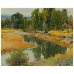 Gregory Hull, Low Clouds Snake River, oil on canvasboard