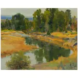 Gregory Hull, Low Clouds Snake River, oil on canvasboard