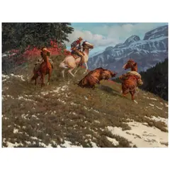 Paul Abram Jr., The Bear Attack, oil on canvas