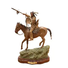 Bill Nebeker, A Warrior's Challenge, bronze with reddish brown patina