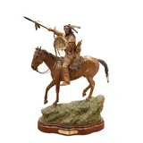 Bill Nebeker, A Warrior's Challenge, bronze with reddish brown patina