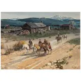 James Erwin Boren, Rocky Mountain Riders, gouache on paper